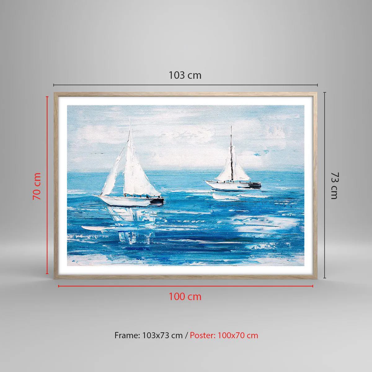 Affiche dans un chêne clair - Poster - Avec un ami à mes côtés - 100x70 cm