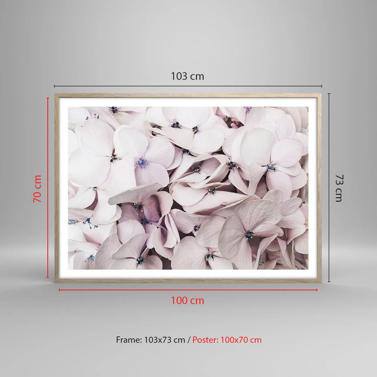 Poster în ramă de stejar deschis - Într-un potop de flori - 100x70 cm