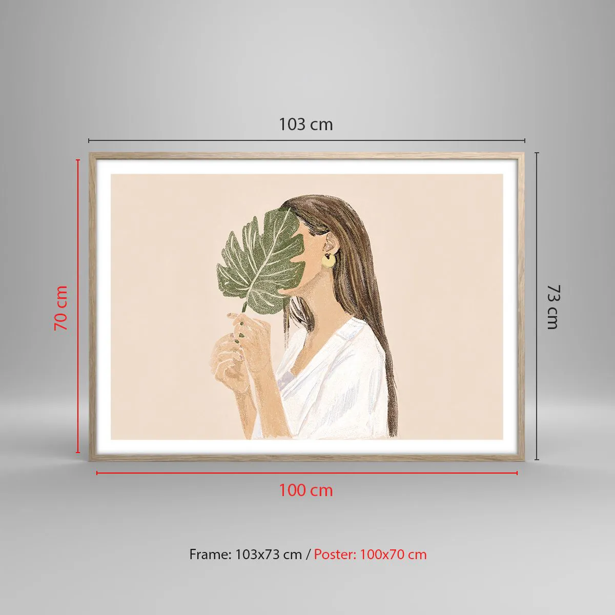 Affisch i ram av ljusek - Mystiskt porträtt med solfjäder - 100x70 cm