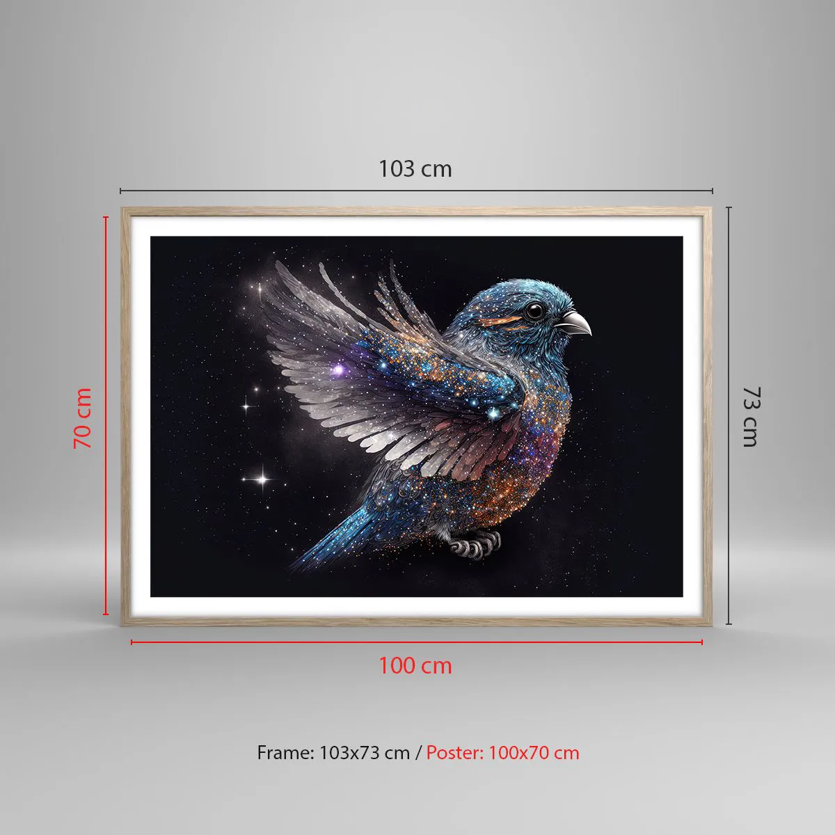 Poster in light oak frame - Diamond Sparrow - 100x70 cm