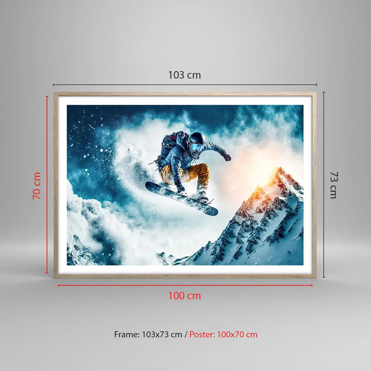 Poster în ramă de stejar deschis - Emoții extreme - 100x70 cm