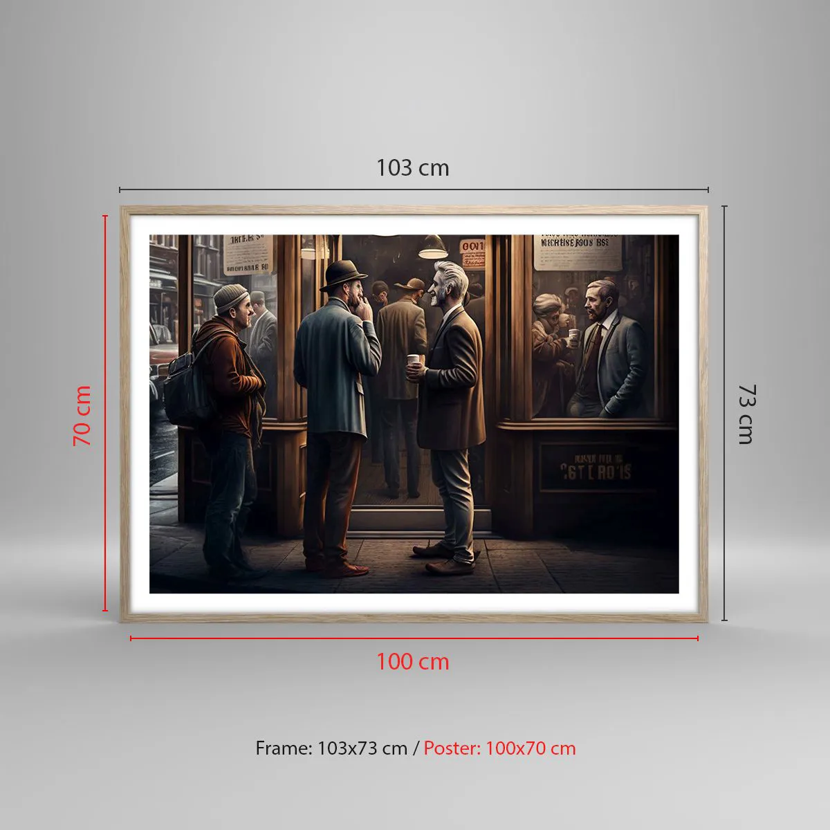 Pôster com moldura de carvalho claro - Boa hora do dia - 100x70 cm