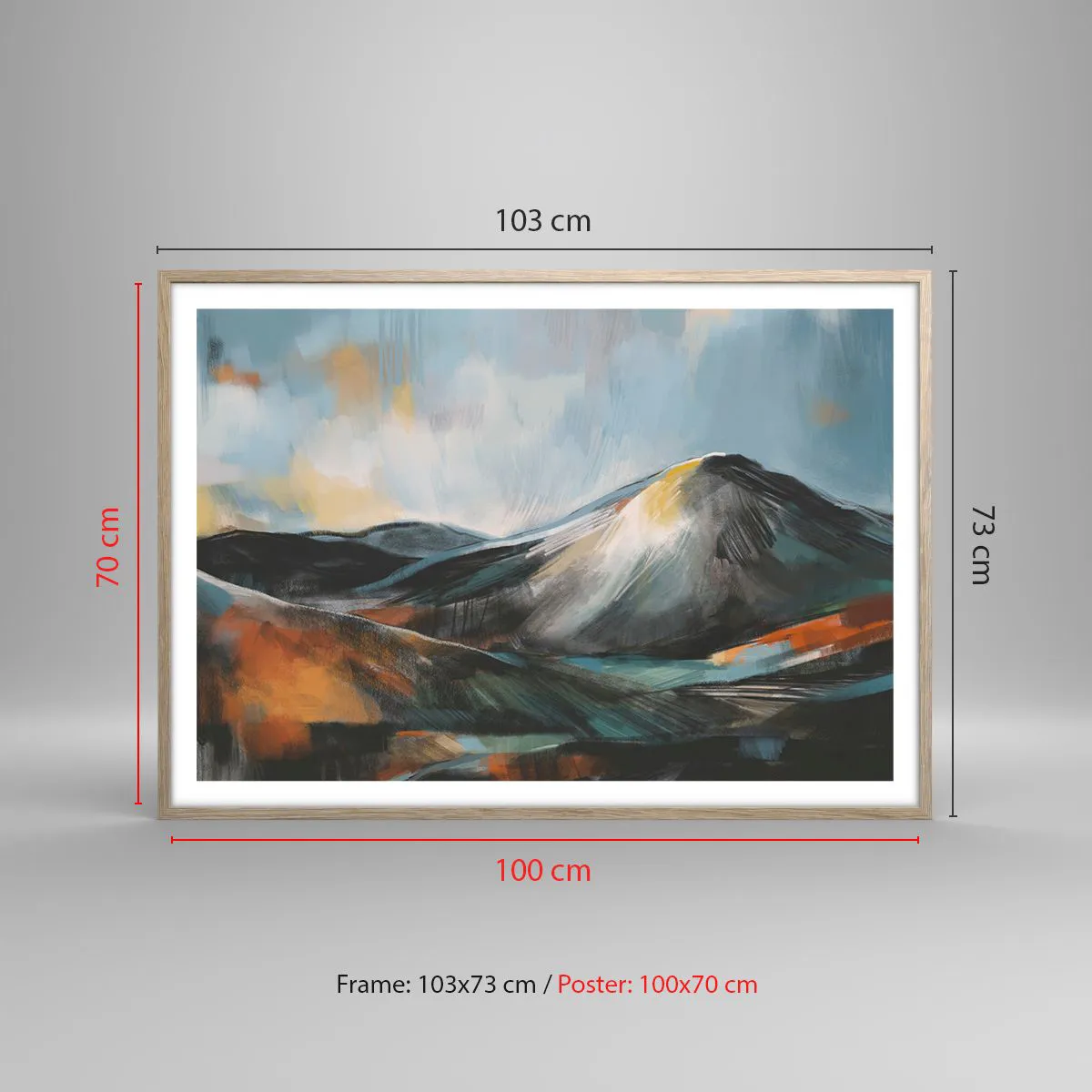 Póster en marco roble claro - Crudo y bello - 100x70 cm