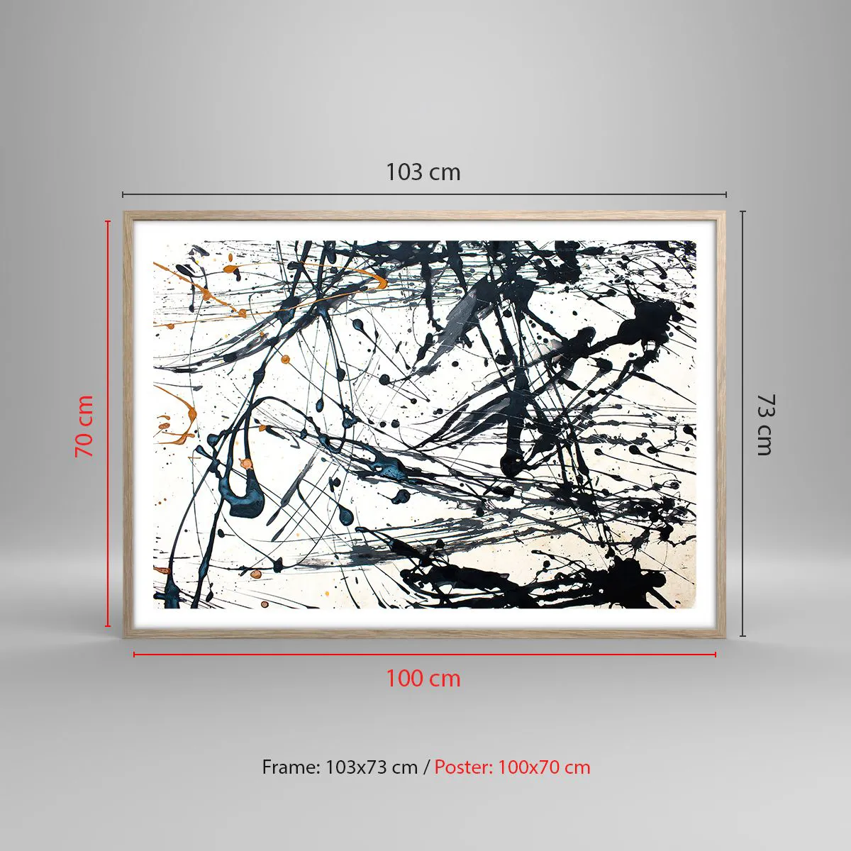 Poster in einem Rahmen aus heller Eiche - Expressionistische Abstraktion - 100x70 cm