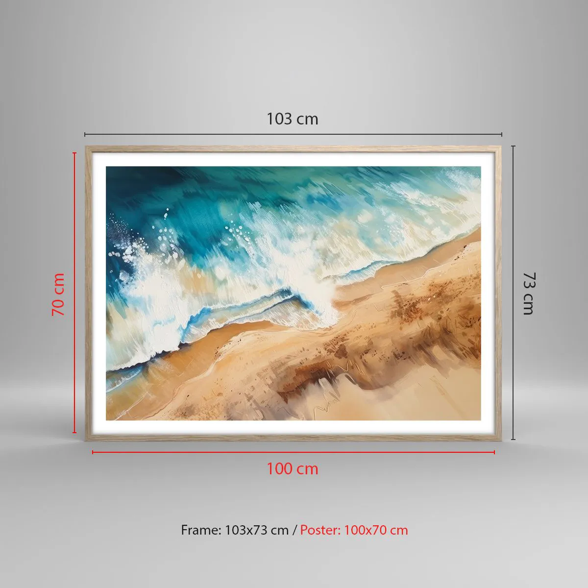 Poster in einem Rahmen aus heller Eiche - Zurückkehrende Welle - 100x70 cm