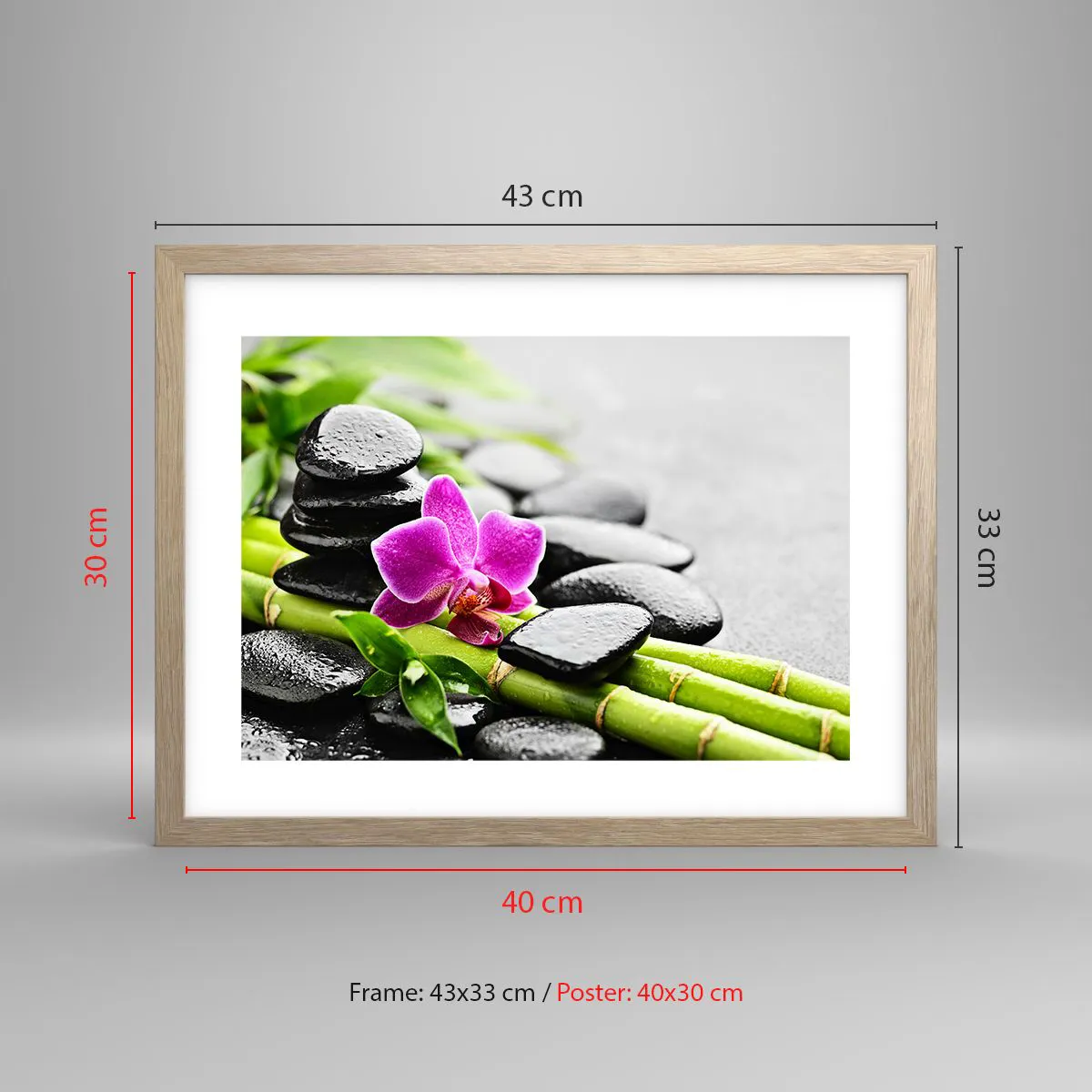 Poster in light oak frame - In a Peaceful Balance - 40x30 cm
