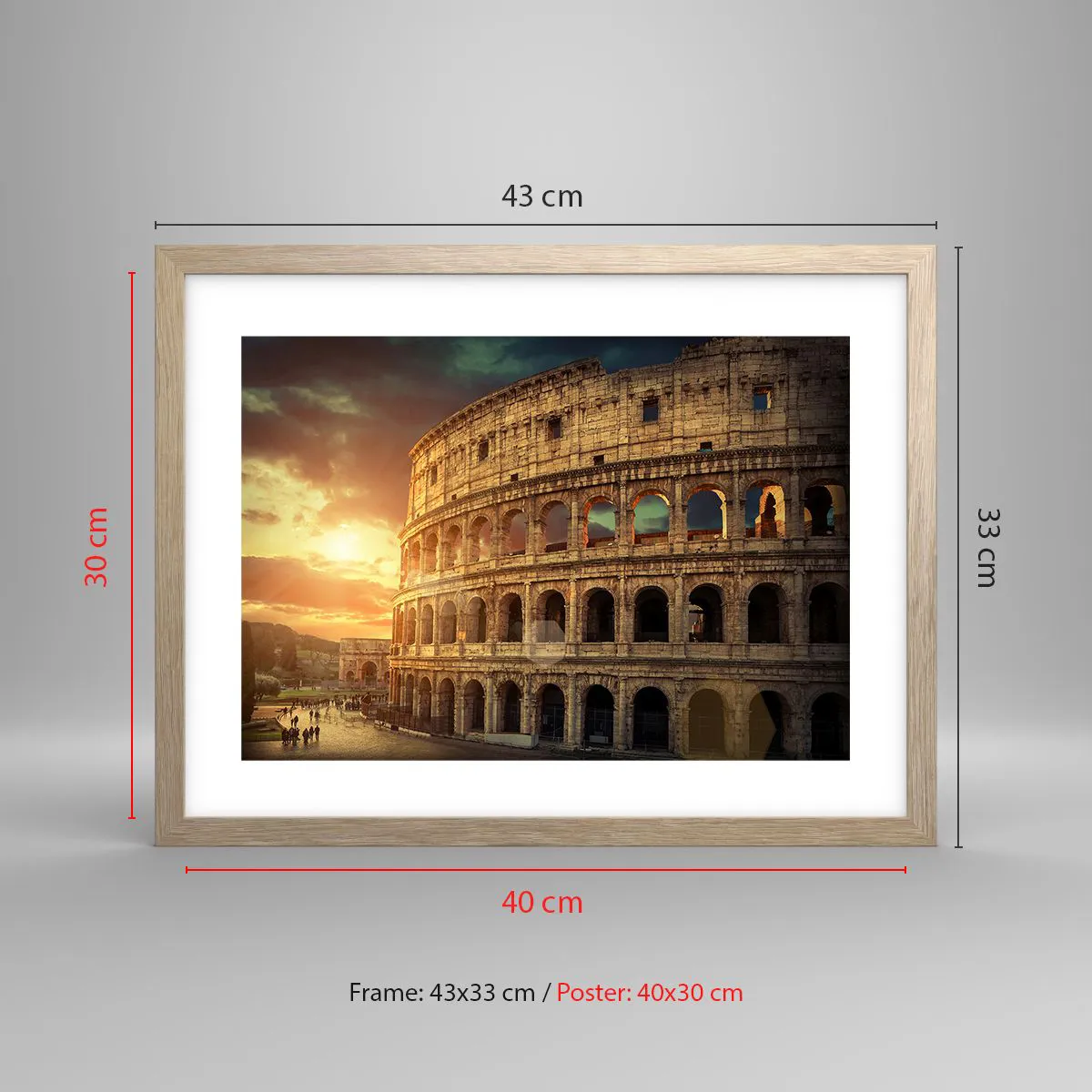 Plakat i ramme af lyst egetræ - Kolossalt indtryk - 40x30 cm