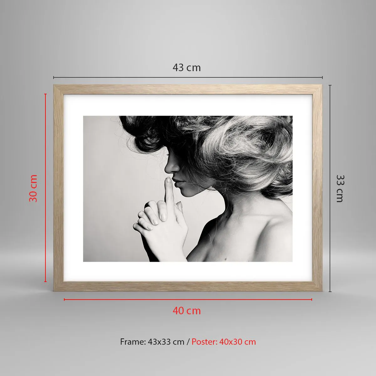 Plakat i ramme af lyst egetræ - Lyt til sig selv - 40x30 cm