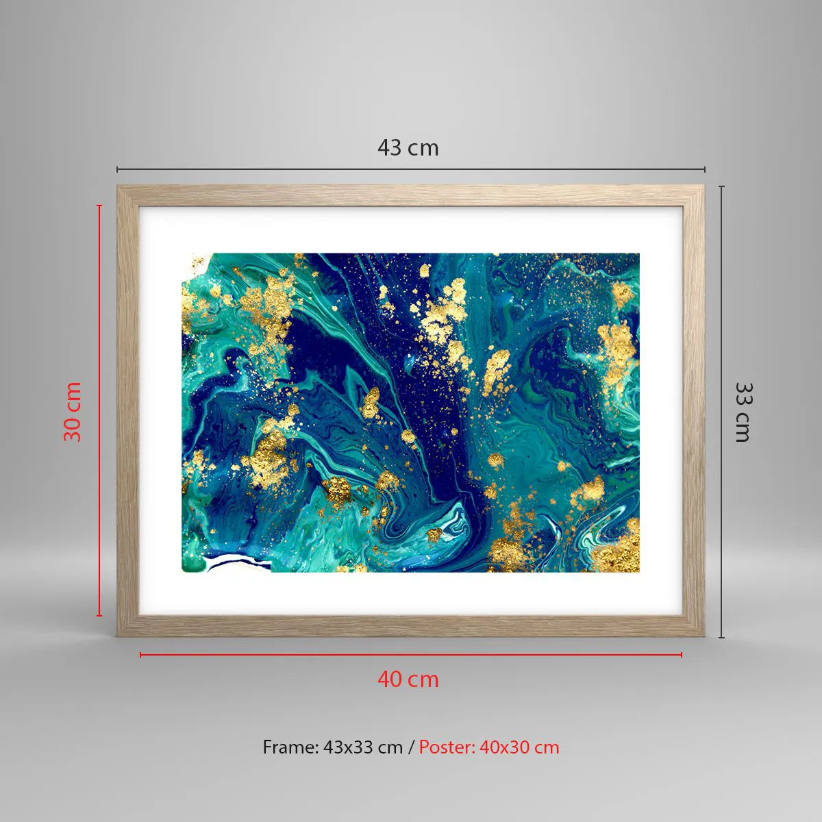 Póster en marco roble claro - Pétalos de sol - 40x30 cm