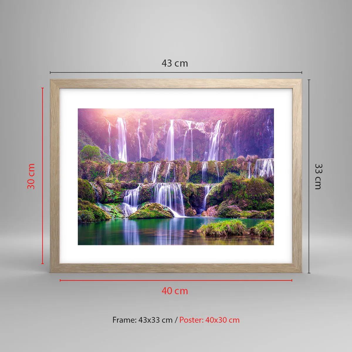 Plakat i ramme af lyst egetræ - Trappe til himlen - 40x30 cm