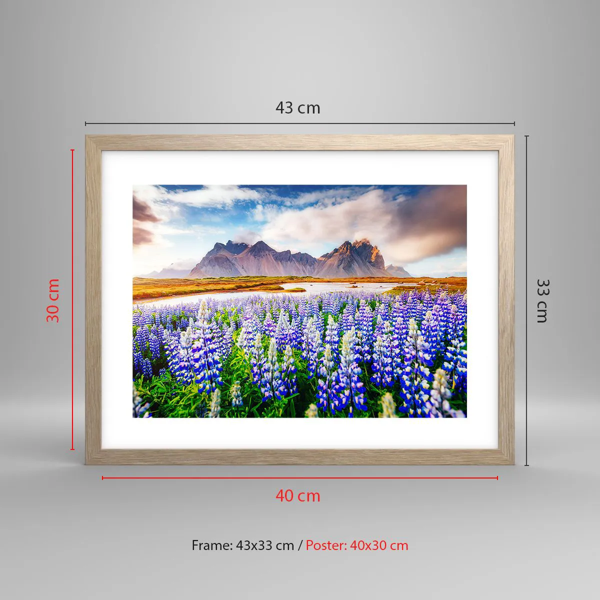 Poster in light oak frame - Strength and Severity next to Sweetness - 40x30 cm