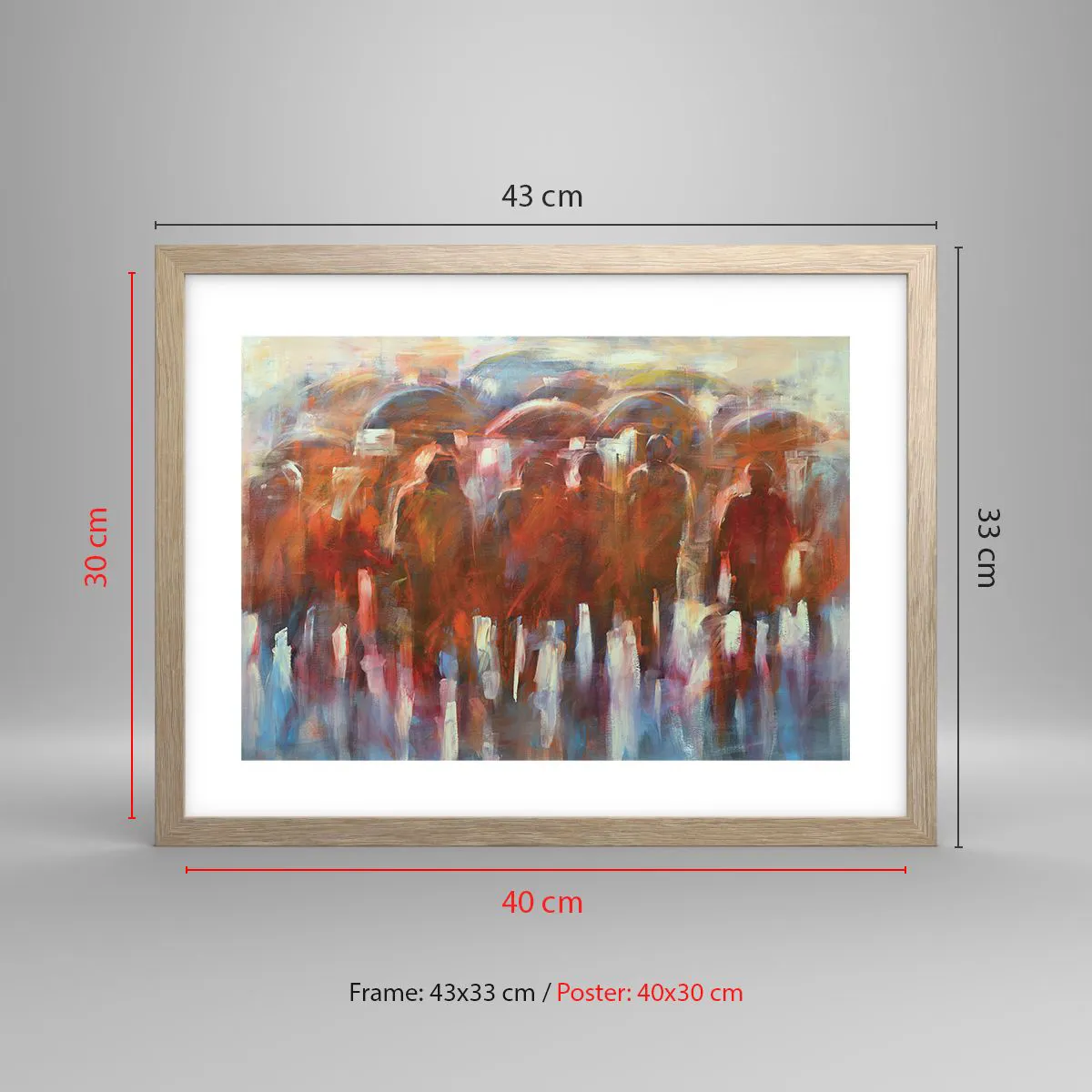 Plakat w ramie jasny dąb - Równi w deszczu i mgle - 40x30 cm