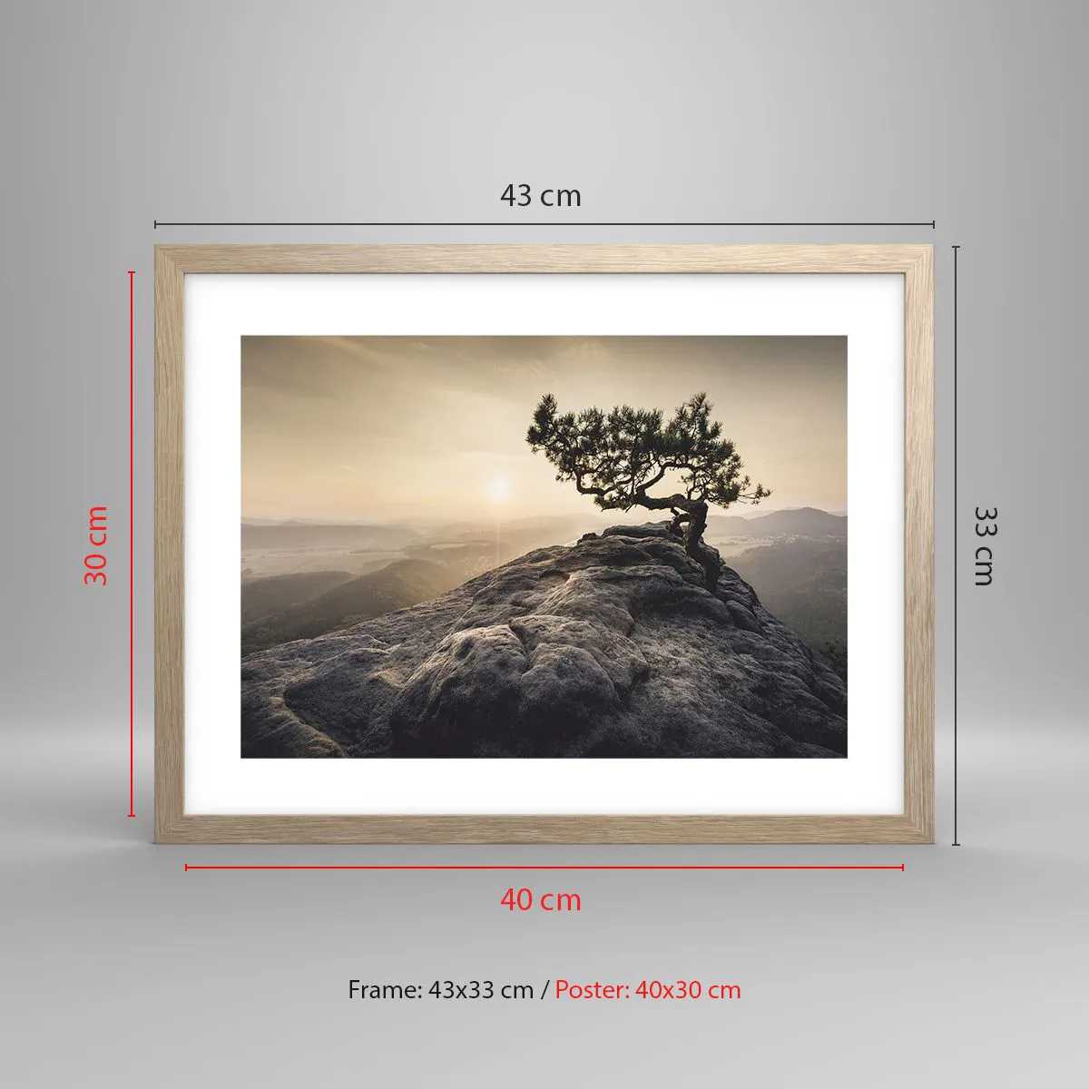 Poster în ramă de stejar deschis - Viața învinge întotdeauna - 40x30 cm