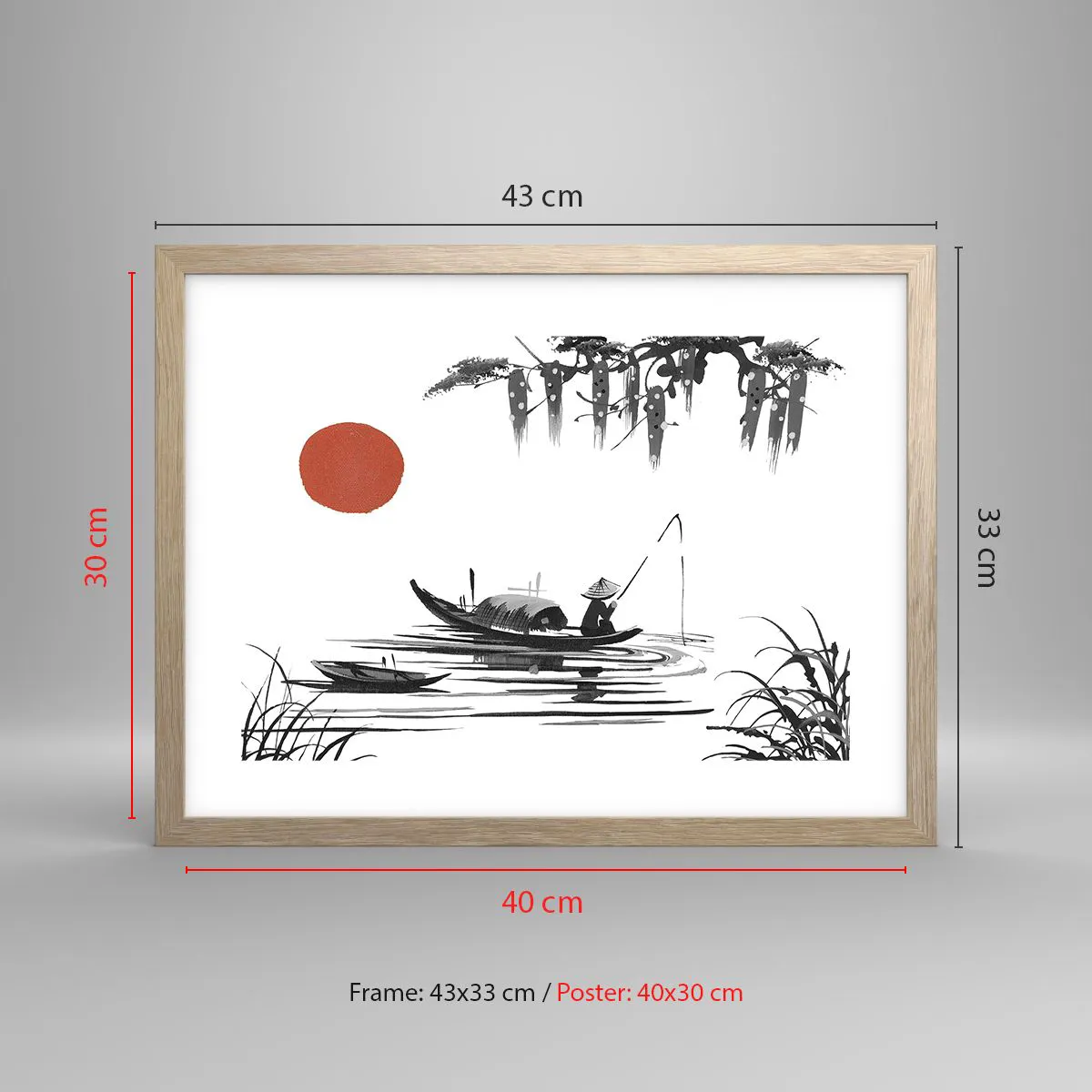 Affiche dans un chêne clair - Poster - Après-midi asiatique - 40x30 cm