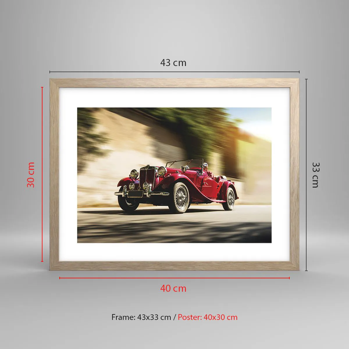 Plakat i ramme af lyst egetræ - Smukkere end Nike fra Samothrake - 40x30 cm