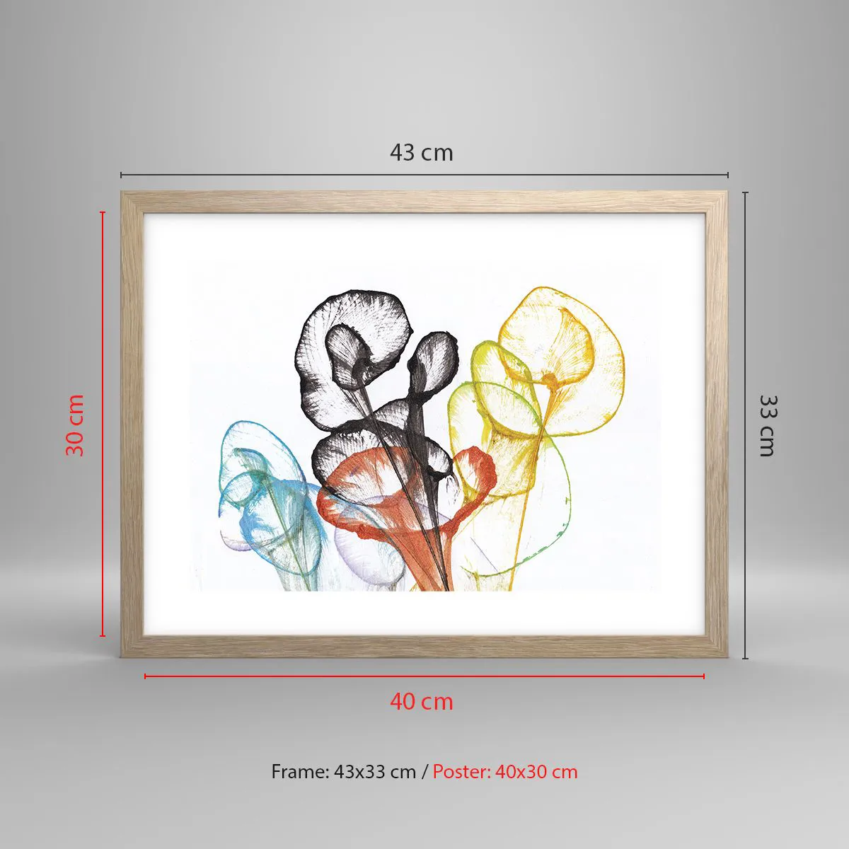 Affiche dans un chêne clair - Poster - Fleurs avec une âme - 40x30 cm