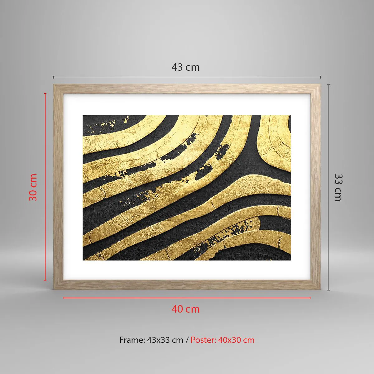 Plakát v rámu světlý dub - Vše plyne - 40x30 cm