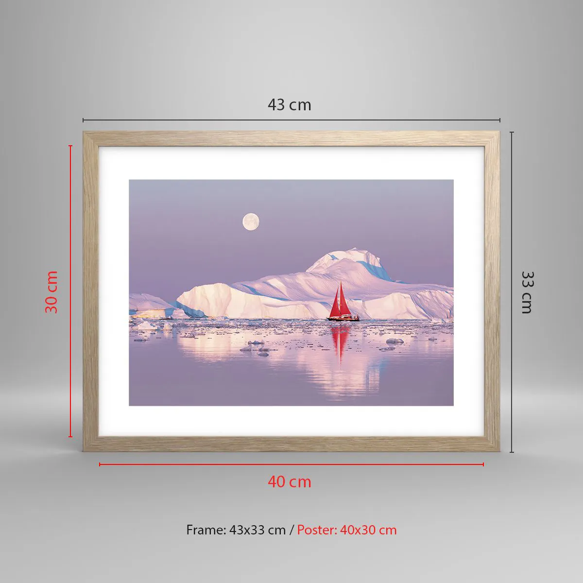 Poster in einem Rahmen aus heller Eiche - Die Hitze des Segels, die Kälte des Eises - 40x30 cm