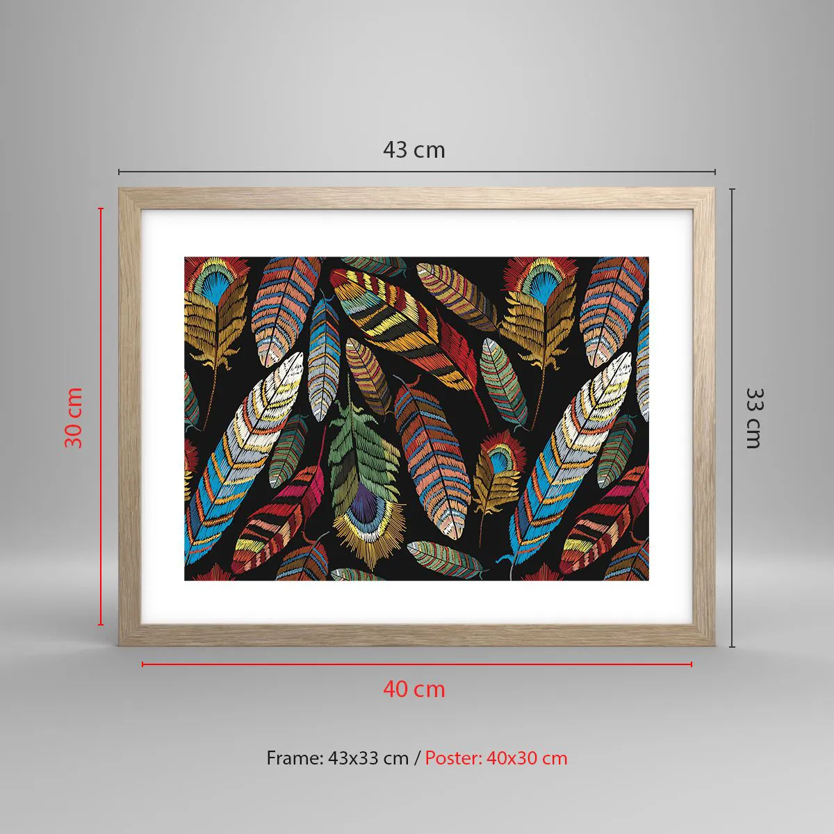 Pôster com moldura de carvalho claro - O carnaval dos pássaros - 40x30 cm