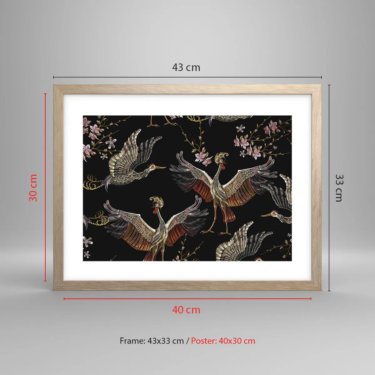 Affiche dans un chêne clair - Poster - Un oiseau de conte de fées - 40x30 cm