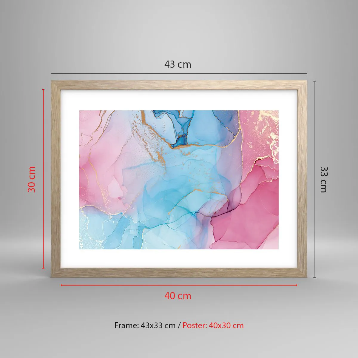 Affiche dans un chêne clair - Poster - Rencontre et mélange - 40x30 cm