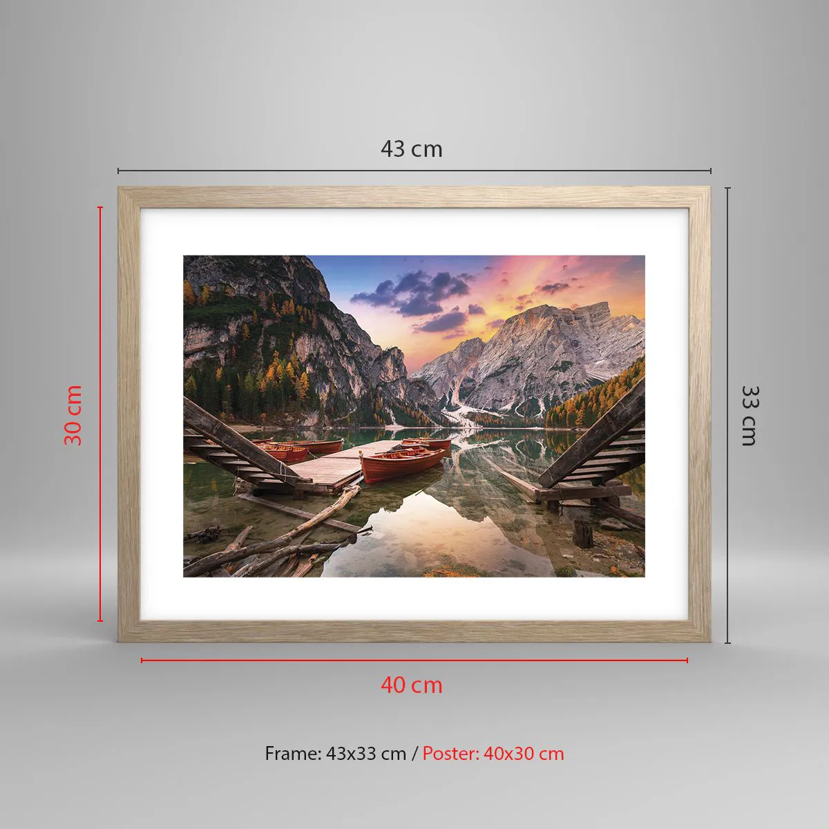 Poster in light oak frame - Promise of a Day - 40x30 cm