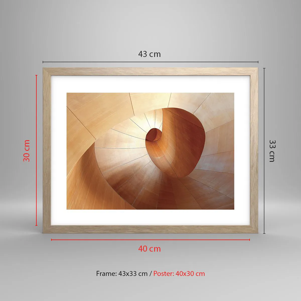Poster în ramă de stejar deschis - Serpentină arhitecturală - 40x30 cm
