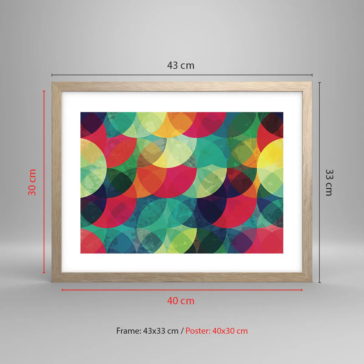 Plakat i ramme af lyst egetræ - Ind i regnbuens opstigning - 40x30 cm