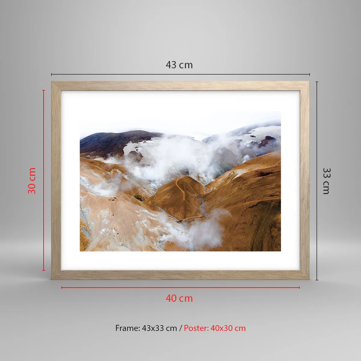 Affiche dans un chêne clair - Poster - Le charme brut de l'Islande - 40x30 cm