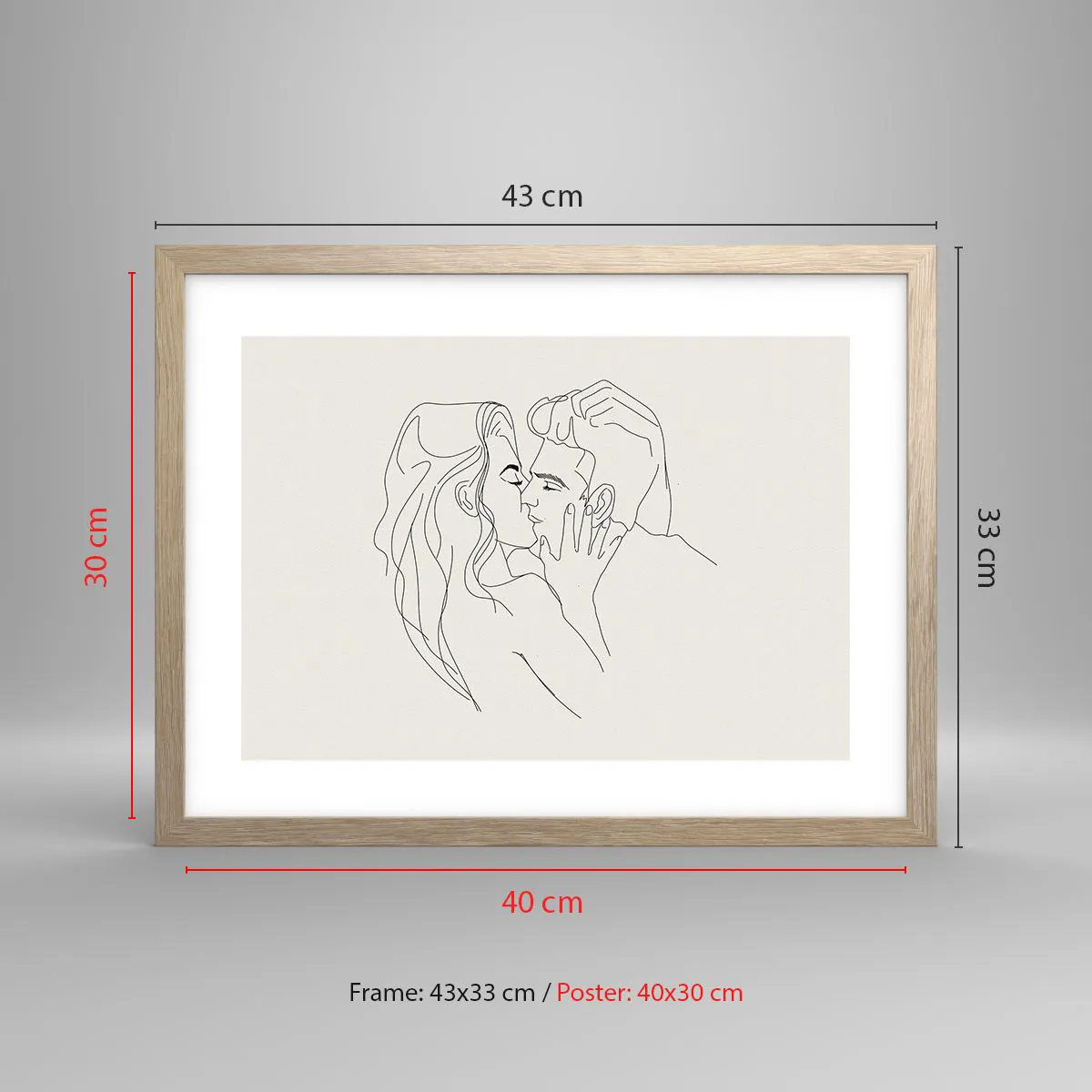 Plakat i ramme af lyst egetræ - Forviklet i følelser - 40x30 cm