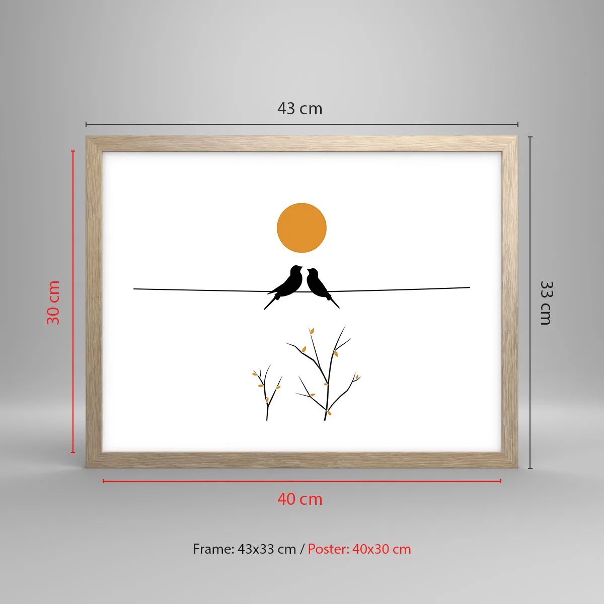 Plagát v ráme zo svetlého duba - Slávičí večer - 40x30 cm