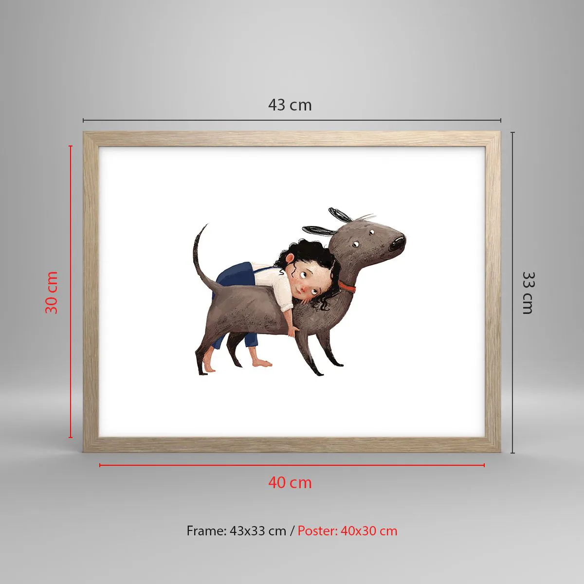 Plakát v rámu světlý dub - Nejlepší přátelé - 40x30 cm