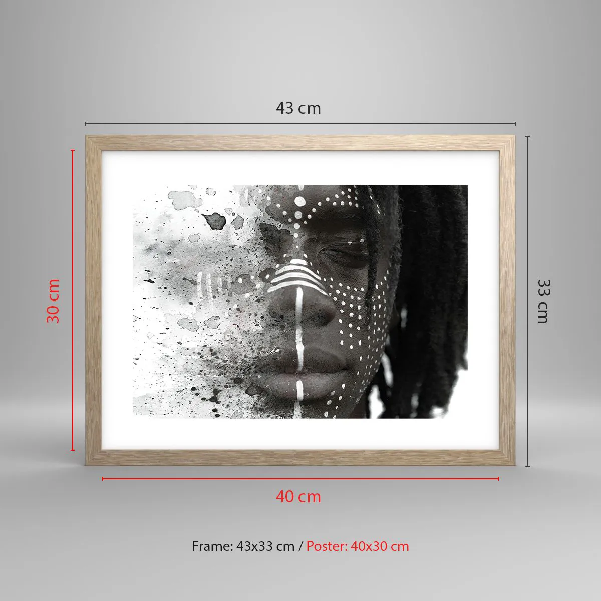 Plakat i ramme af lyst egetræ - Opdag den oprindelige ånd - 40x30 cm