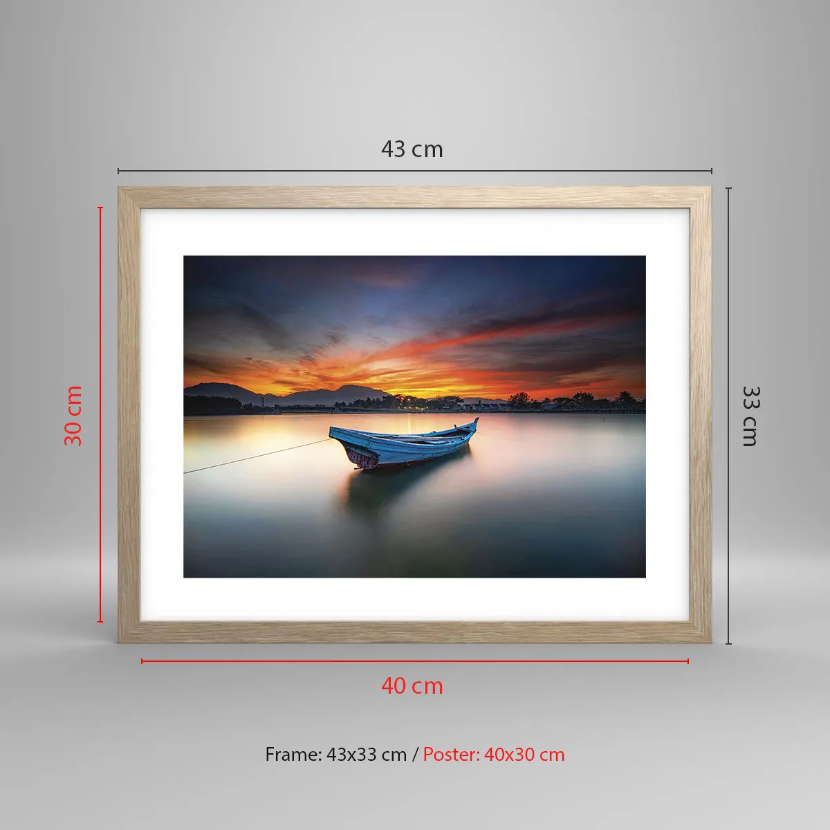 Poster in light oak frame - Here Comes a Good Night - 40x30 cm