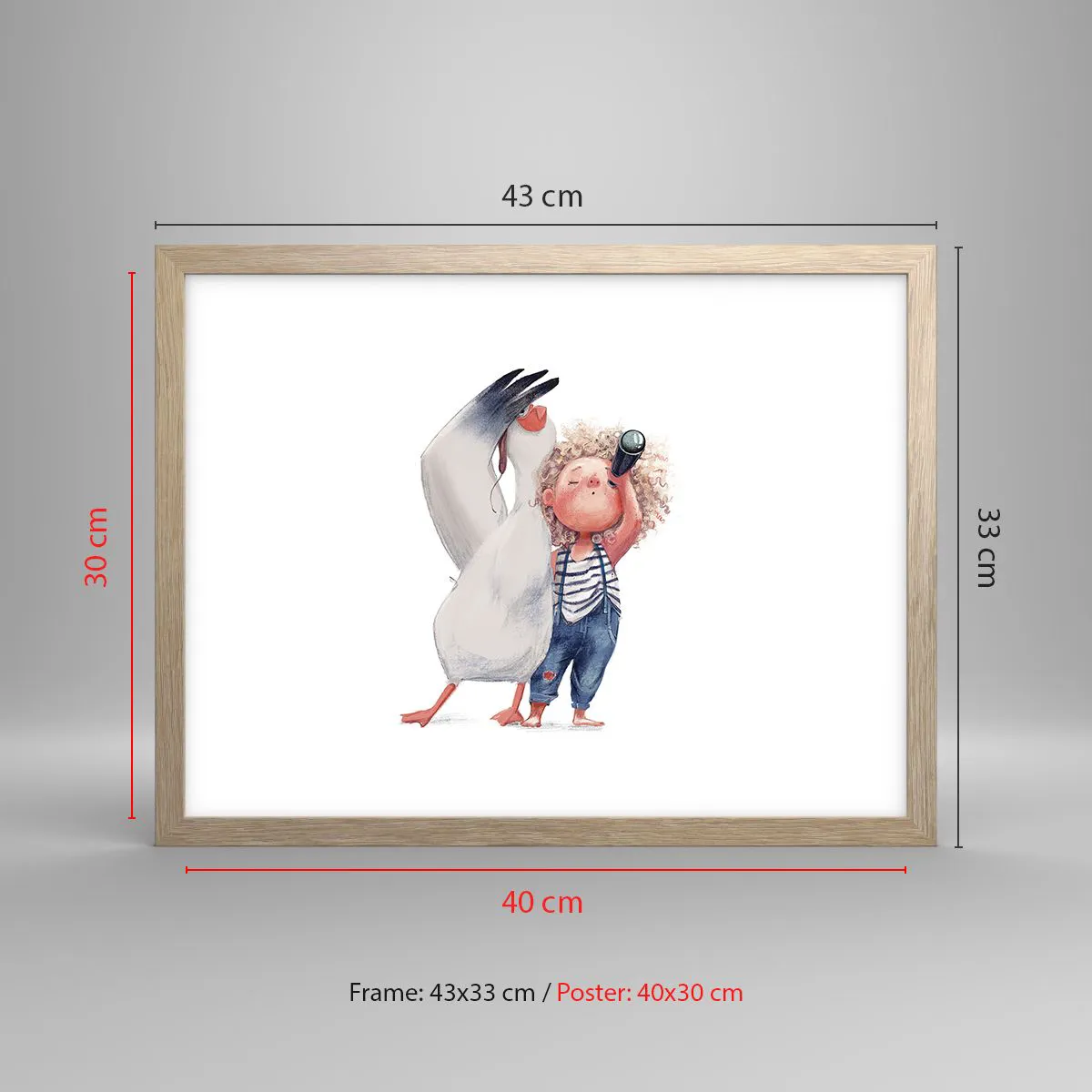 Plakat i ramme af lyst egetræ - En plan for en fantastisk rejse - 40x30 cm