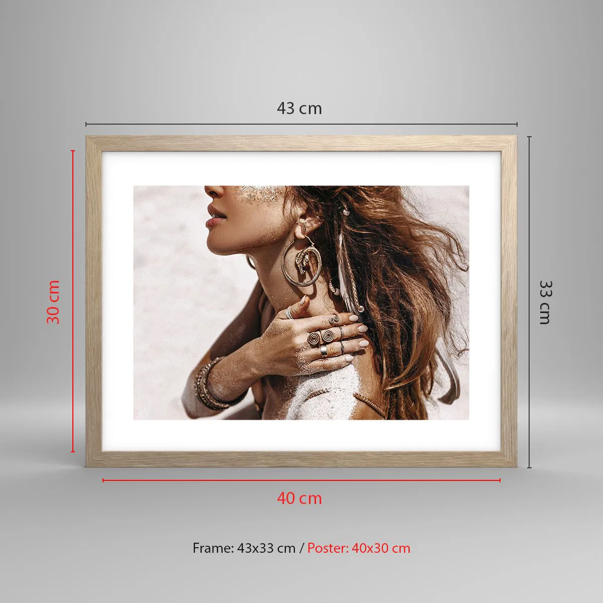 Poster in einem Rahmen aus heller Eiche - Königin des wilden Strandes - 40x30 cm