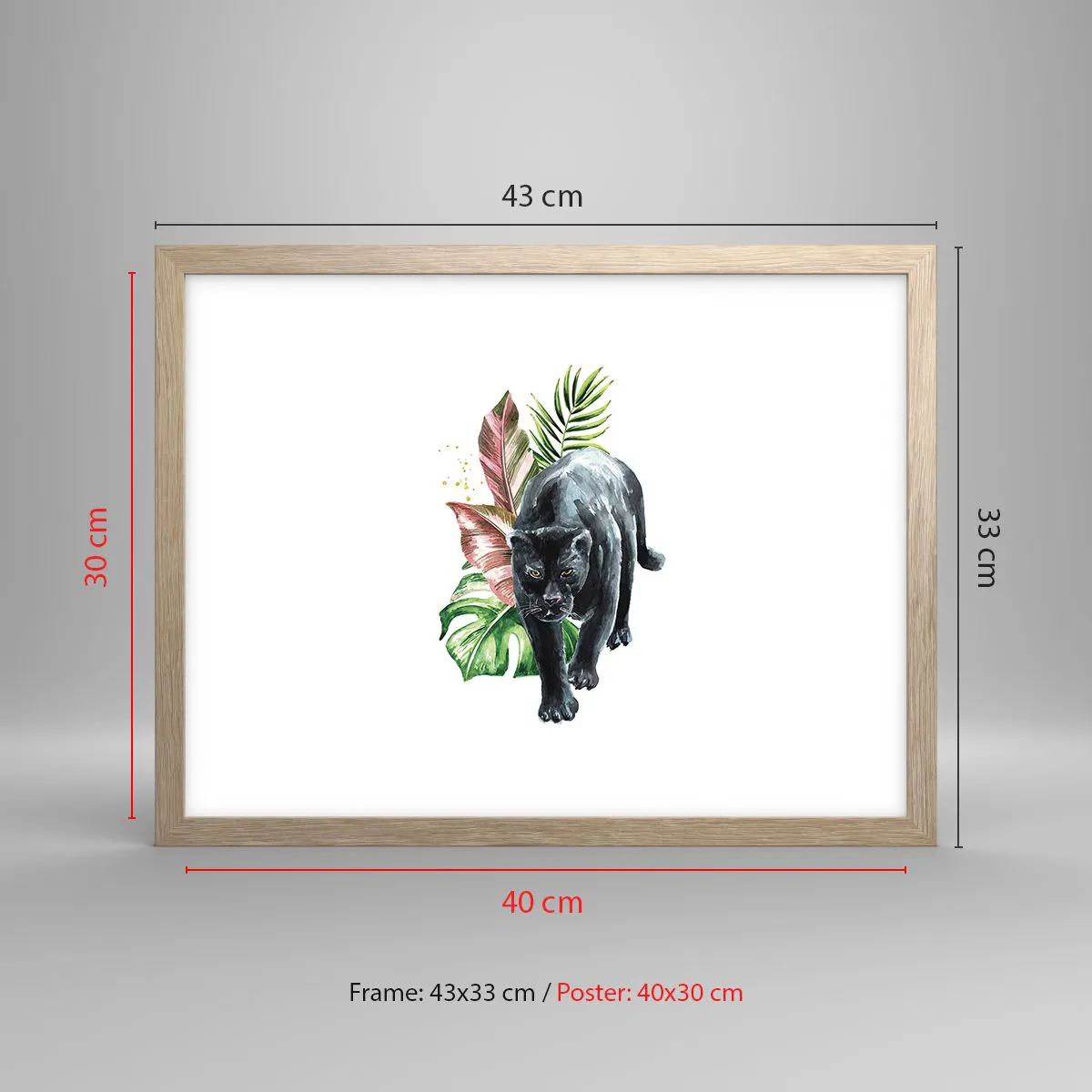 Plakat i ramme af lyst egetræ - Vild i hjertet - 40x30 cm