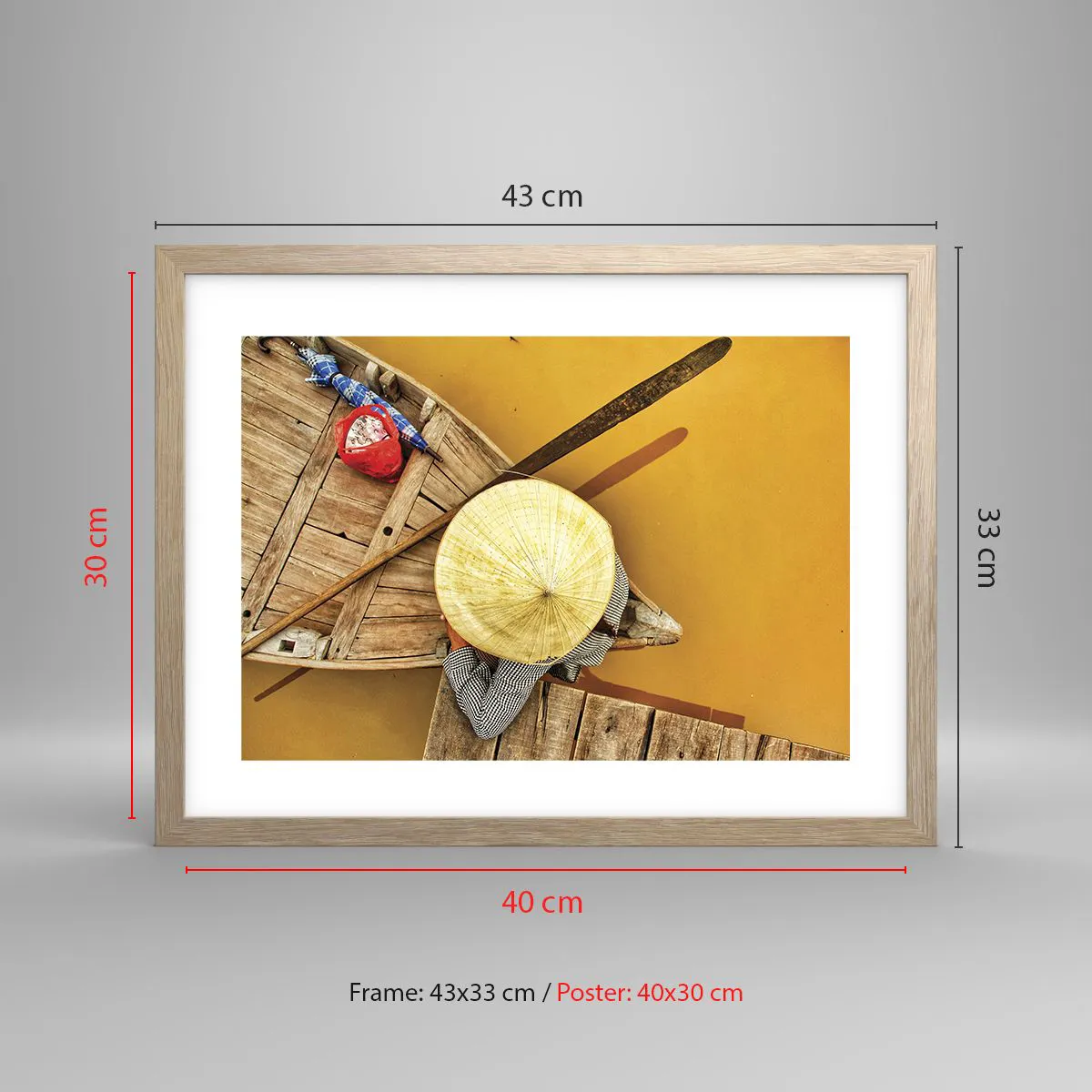 Plakat w ramie jasny dąb - Życie na żółtej rzece - 40x30 cm