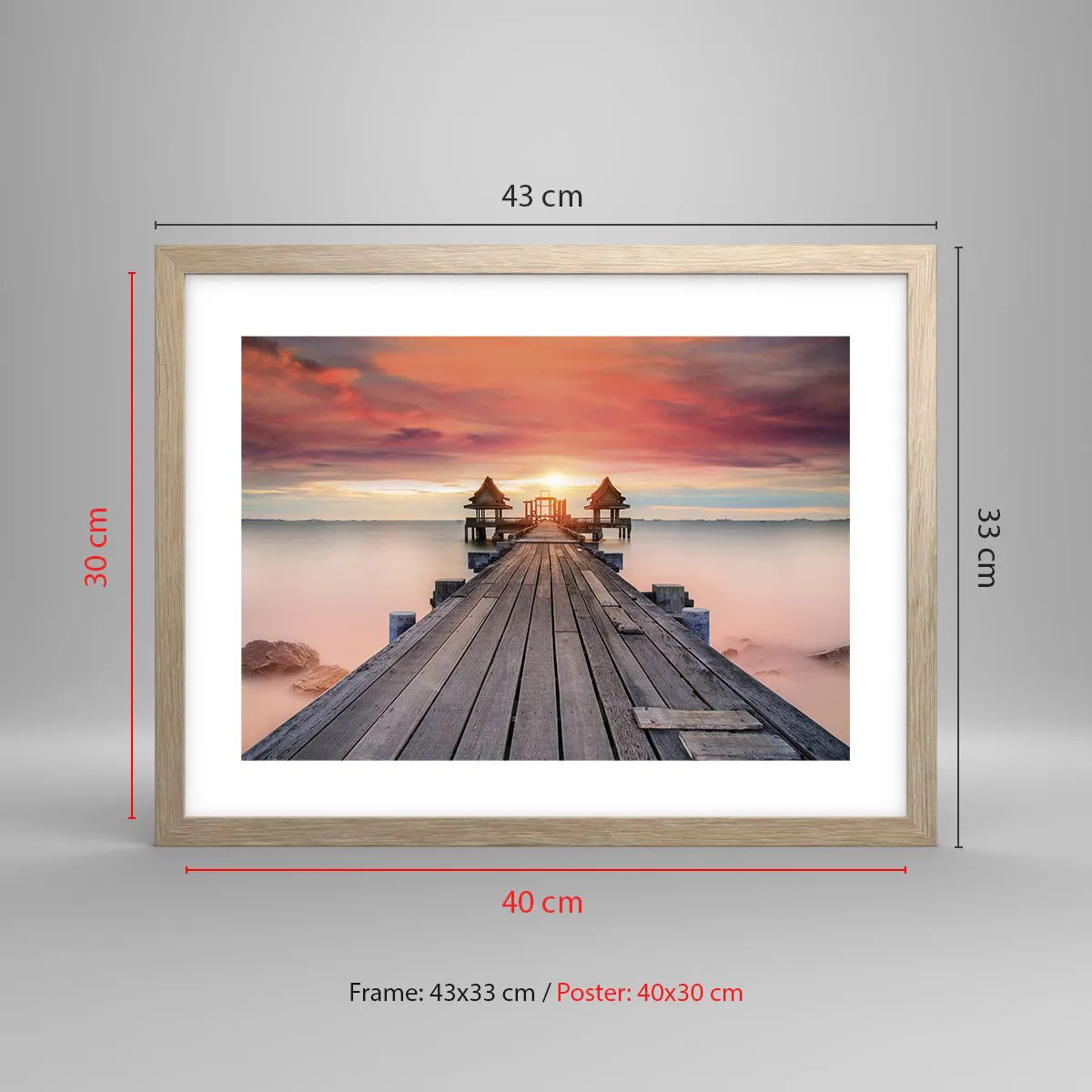 Affiche dans un chêne clair - Poster - L'Ouest à l'Est - 40x30 cm