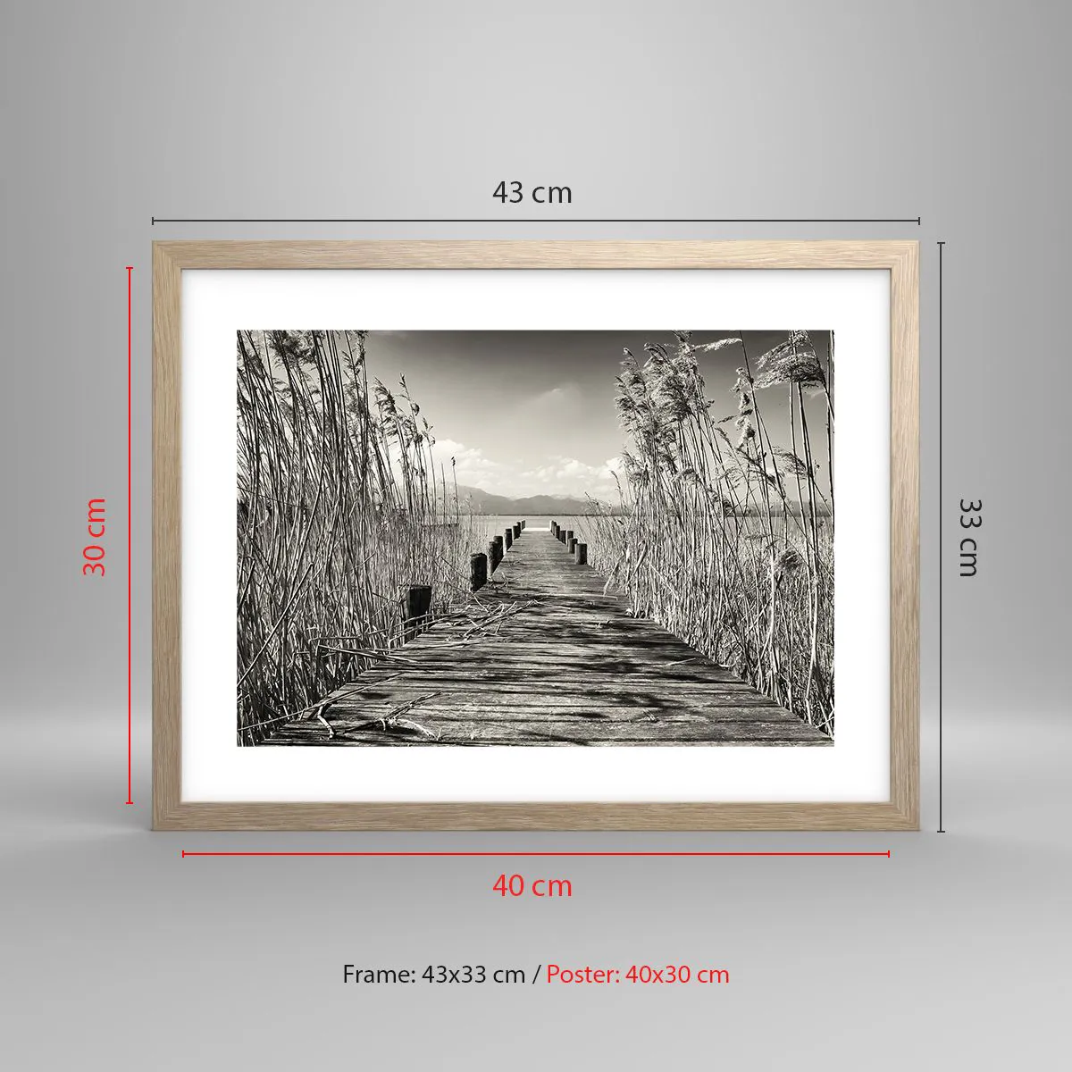 Poster in einem Rahmen aus heller Eiche - In der Stille des Grases - 40x30 cm