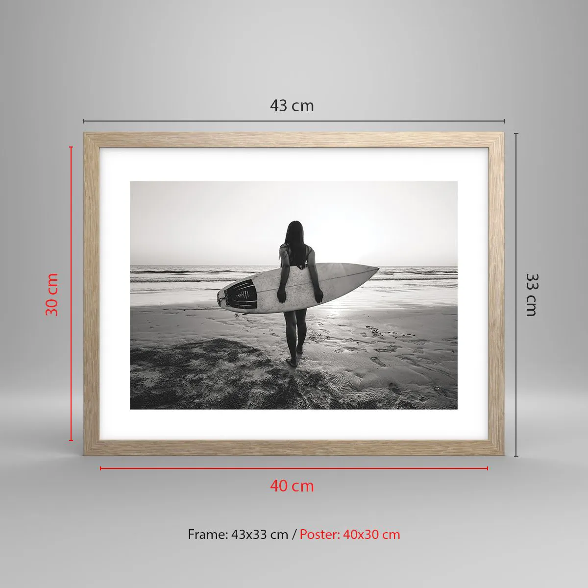Poster in light oak frame - Daughter of Sea Wave - 40x30 cm