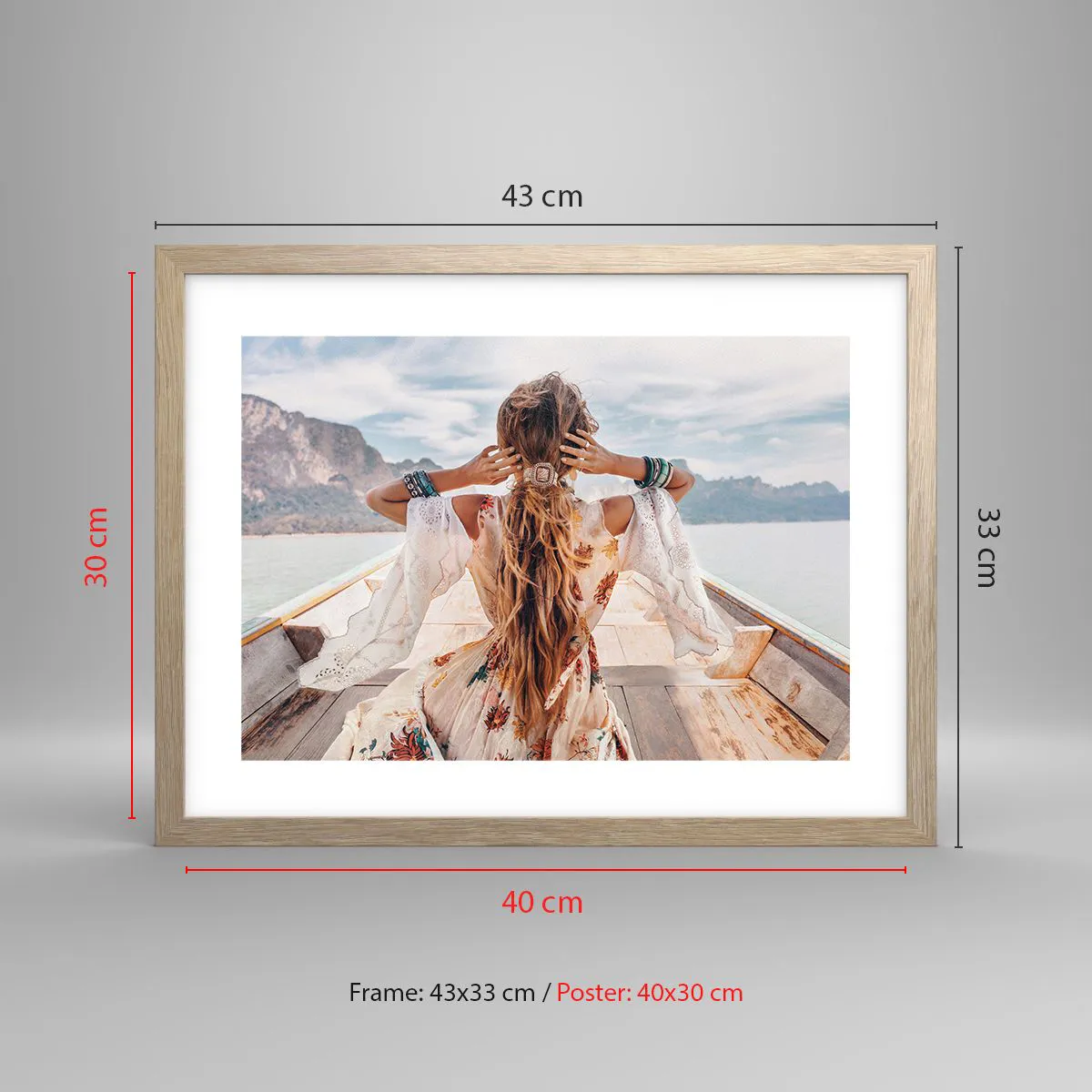 Affiche dans un chêne clair - Poster - En route vers le bonheur - 40x30 cm