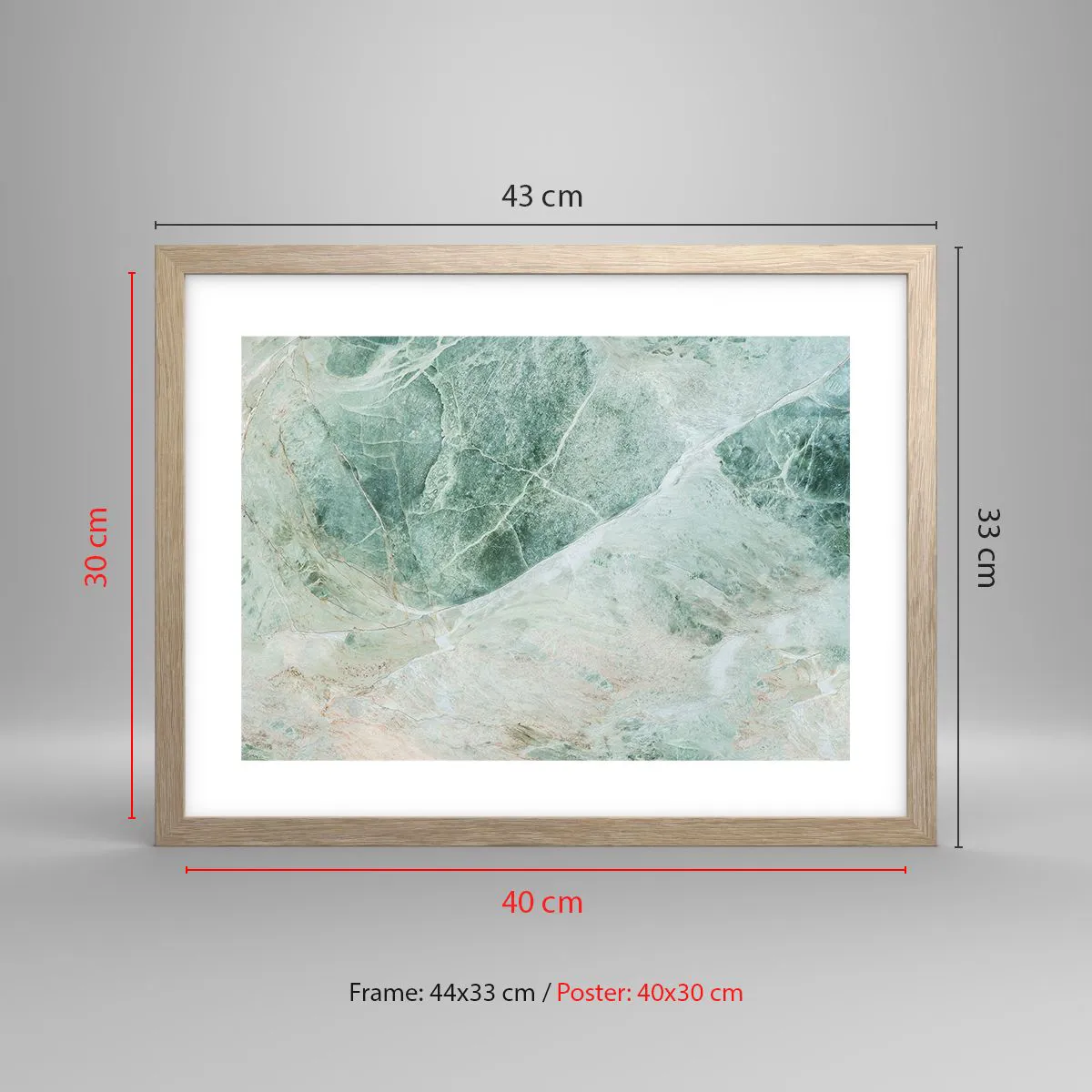 Plakát v rámu světlý dub - Ctný chlad kamene - 40x30 cm