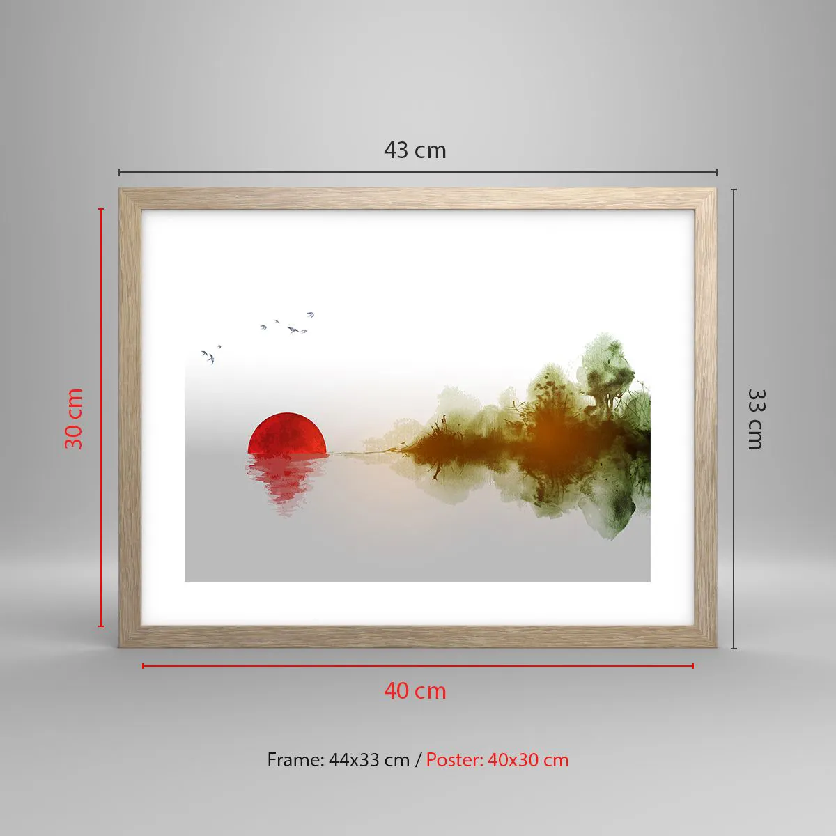 Poster in einem Rahmen aus heller Eiche - Versprechen der Ruhe - 40x30 cm