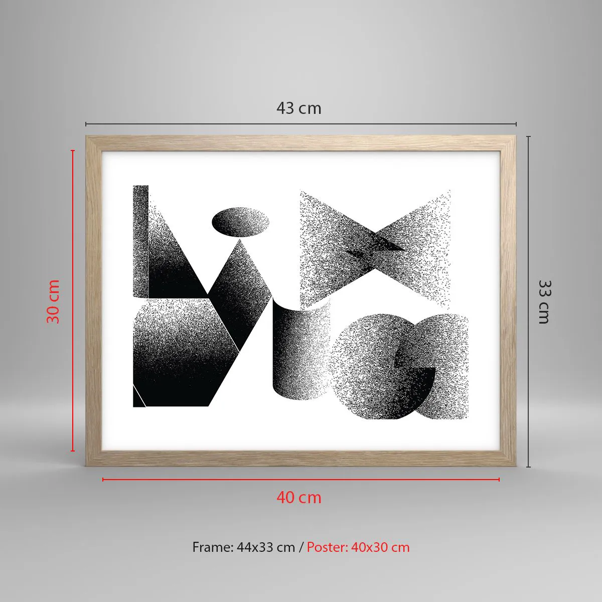 Poster in einem Rahmen aus heller Eiche - Winkel und Ovale - 40x30 cm