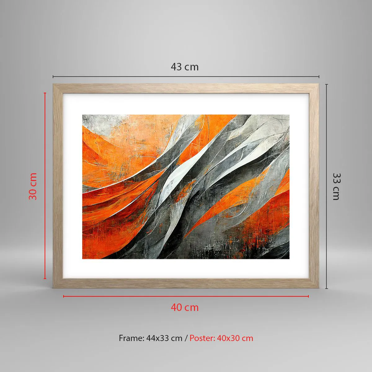 Pôster com moldura de carvalho claro - Calor e frio - 40x30 cm