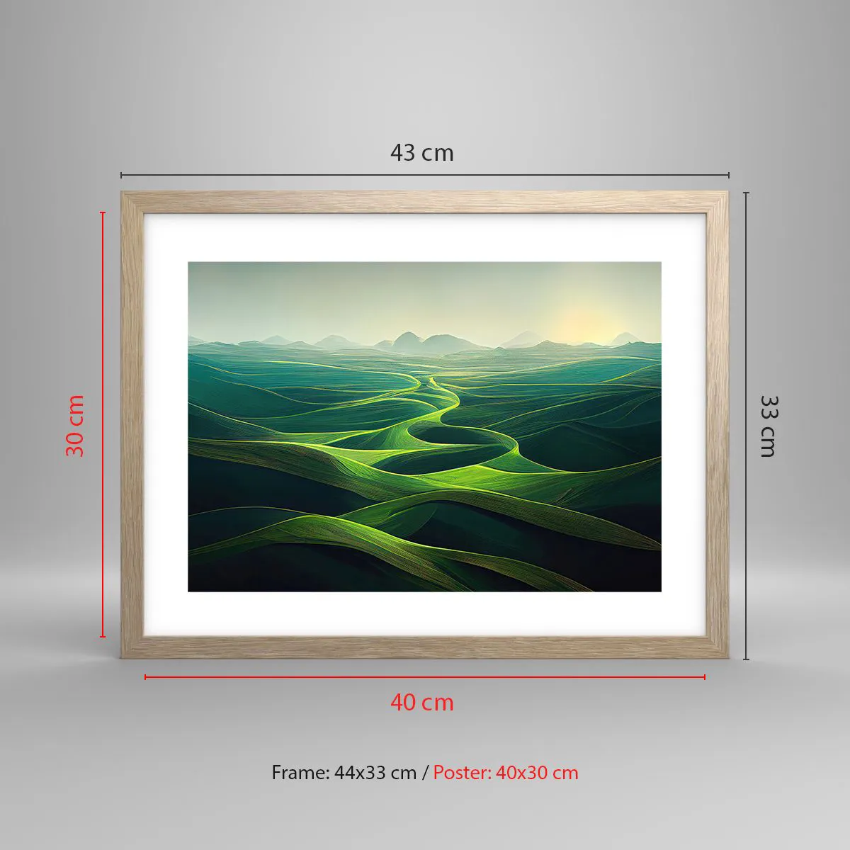Poster in light oak frame - In Green Valleys - 40x30 cm
