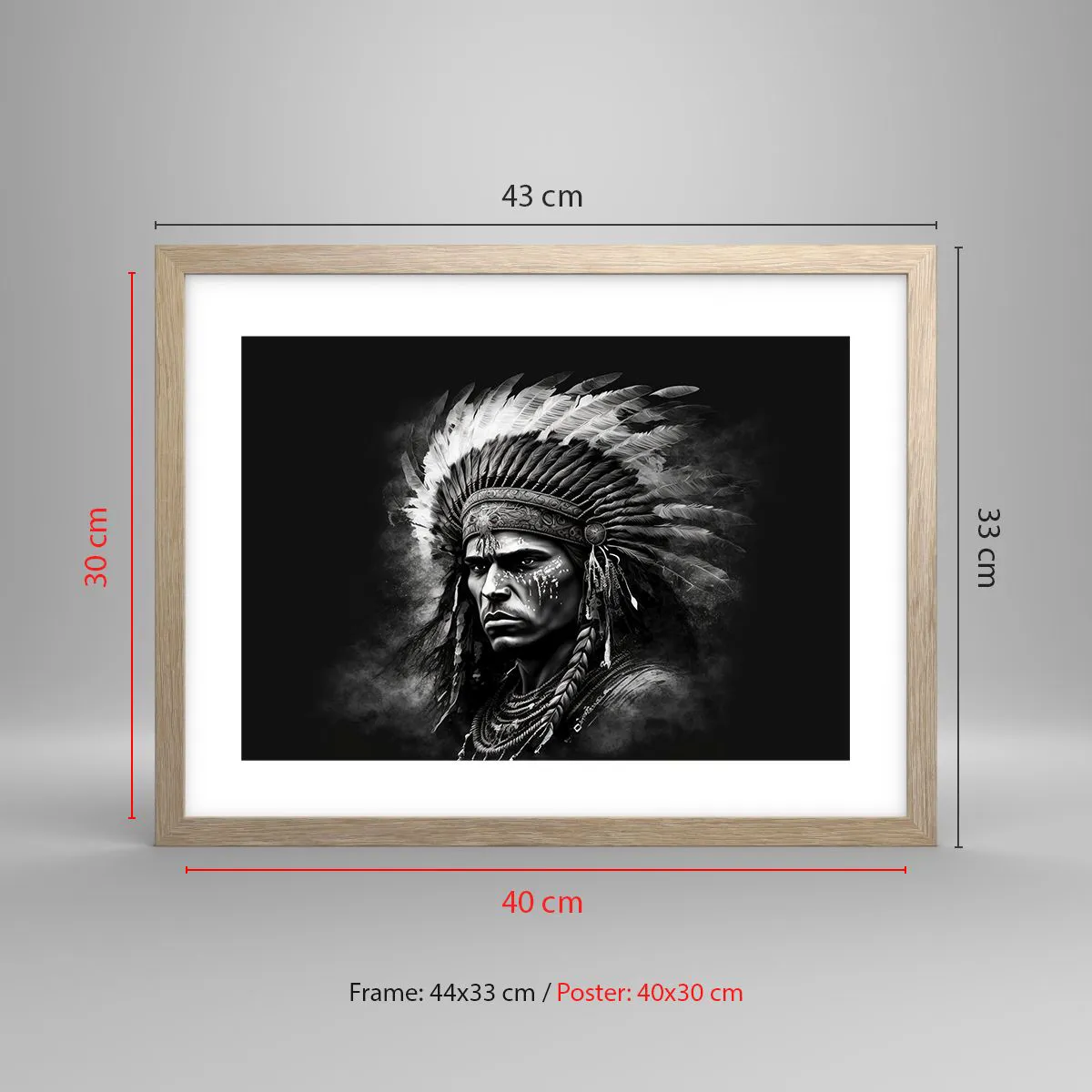 Plakat w ramie jasny dąb - Wódz i wojownik - 40x30 cm