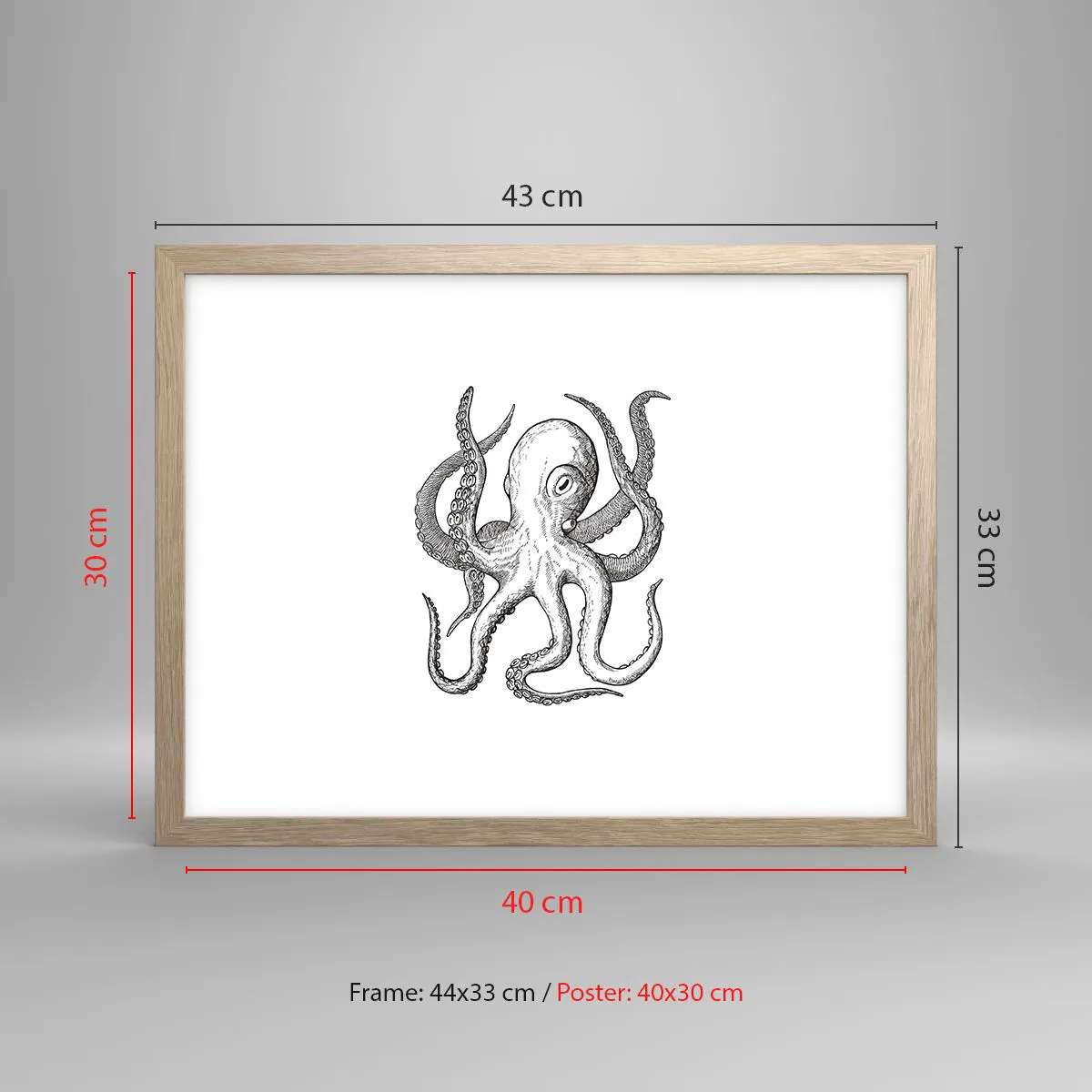 Affiche dans un chêne clair - Poster - Dansant avec les vagues - 40x30 cm