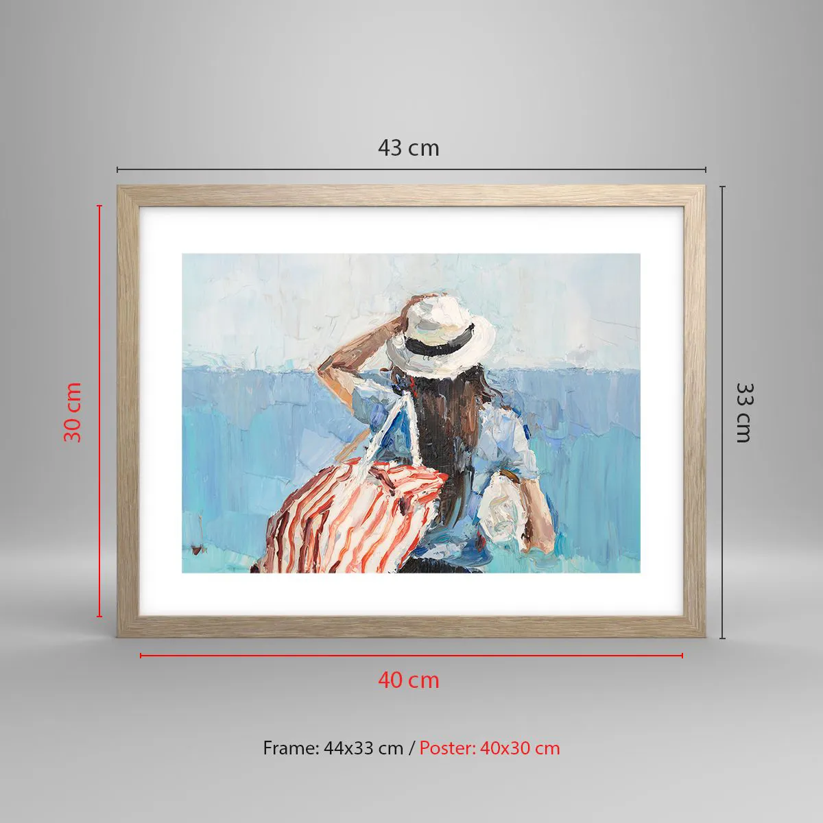 Poster in einem Rahmen aus heller Eiche - Willkommen in den Sommerferien - 40x30 cm